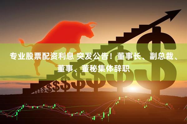 专业股票配资利息 突发公告！董事长、副总裁、董事、董秘集体辞职