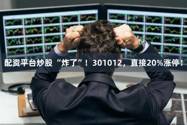 配资平台炒股 “炸了”！301012，直接20%涨停！